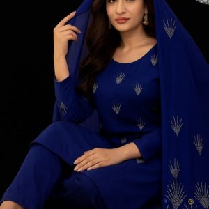 Luxury Blue Rhinestone Chiffo Fabric - Image 7