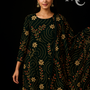 Luxury Royal Green Embroidered Velvet - Image 5