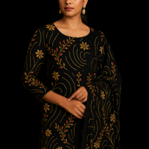 Luxury Royal Green Embroidered Velvet - Image 4