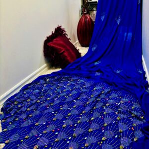 Luxury Blue Rhinestone Chiffo Fabric - Image 4
