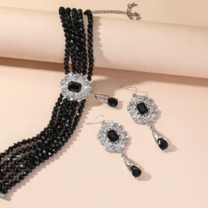 Green Red Blue Black Crystal Necklace - Image 2