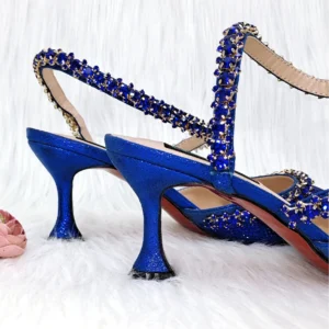 Royal Gold Blue High Heels - Image 5