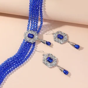Green Red Blue Black Crystal Necklace - Image 4