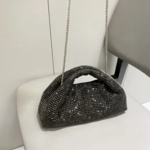 Shiny Crystal Clutch purse bucket Shoulder bag - Image 3