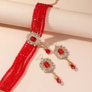 Green Red Blue Black Crystal Necklace - Image 5