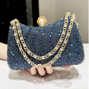 Luxury Gold Silver Blue Small Clutch For Women - Image 1