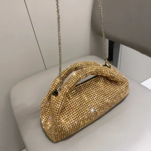 Shiny Crystal Clutch purse bucket Shoulder bag - Image 5