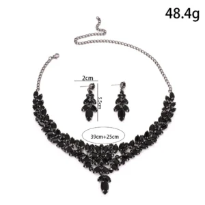 Graceful Black Leaves Jewelry Set - Image 4