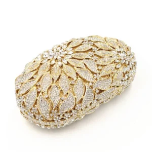 MC Gold Metal Leaves Evening Clutch Bag - Image 10