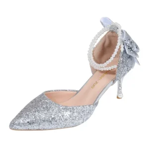 women's fine heel pearl line - Image 2