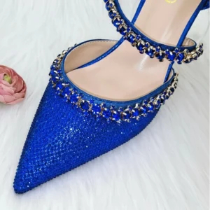 Royal Gold Blue High Heels - Image 6