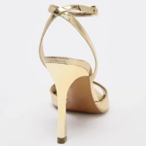 Gold Patent Leather Ankle Buckle High Heeled Sandals - Image 5
