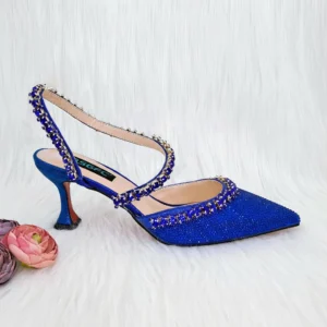 Royal Gold Blue High Heels - Image 7