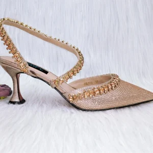 Royal Gold Blue High Heels - Image 3