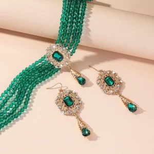 Green Red Blue Black Crystal Necklace - Image 3