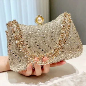 Luxury Gold Silver Blue Small Clutch For Women - Image 4