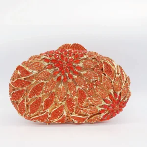 MC Gold Metal Leaves Evening Clutch Bag - Image 3