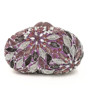 MC Gold Metal Leaves Evening Clutch Bag - Image 8