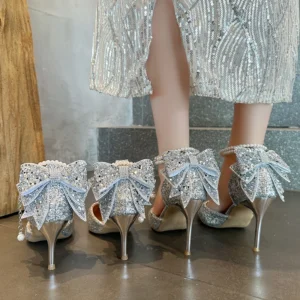 women's fine heel pearl line - Image 7