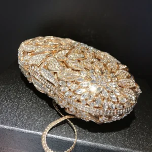 MC Gold Metal Leaves Evening Clutch Bag - Image 5