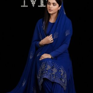 Luxury Blue Rhinestone Chiffo Fabric - Image 6